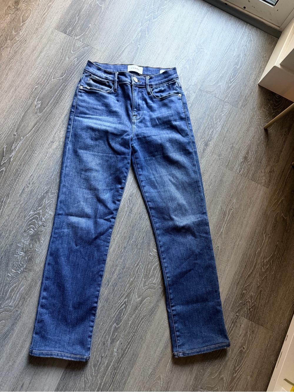 FRAME Le High Straight High Rise Jeans Size 25 Blue Denim